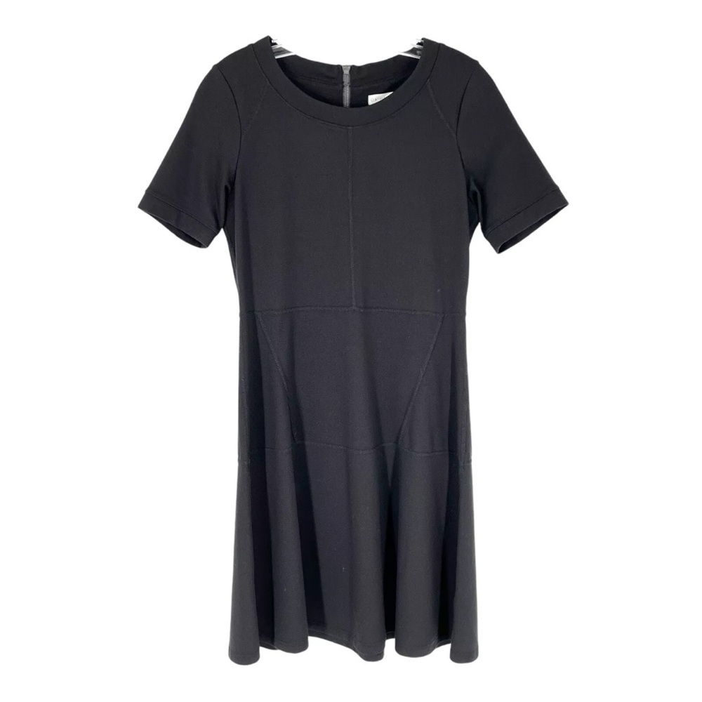 Athleta En Route Dress Womens Size Small Black Ponte Knit Stretch Short Sleeve